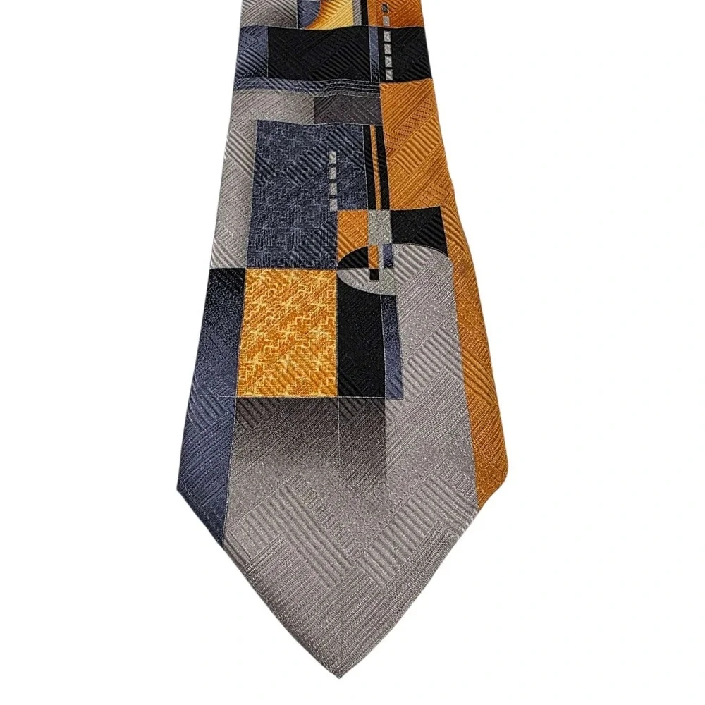 ENRICO VENTURI‎ Silk Tie Geometric Pattern Made in Italy Men's Necktie Designer